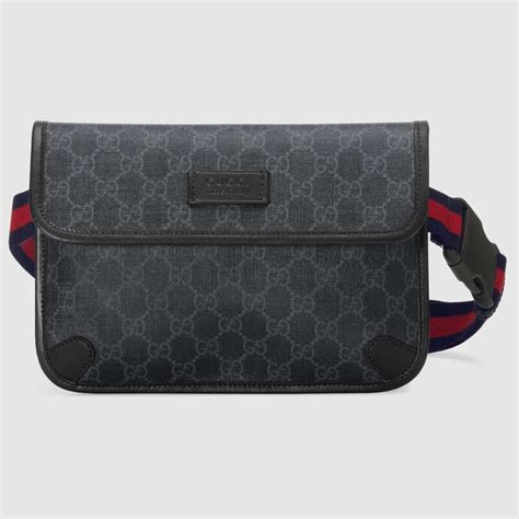 gucci men's gg supreme canvas belt bag - black|Gucci belt bag 2 pouches.